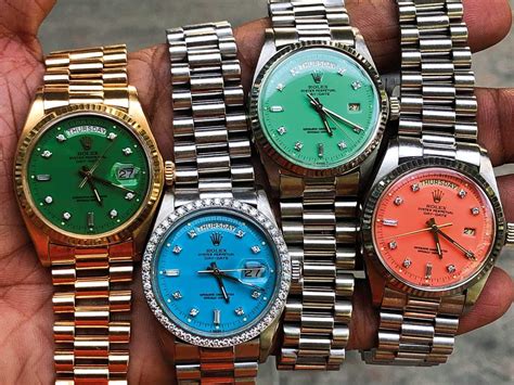 rolex watch color|Rolex watches and colorful swatches.